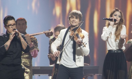 Maria, Alexander Rybak, and Lena Maria, Alexander Rybak, and Lena